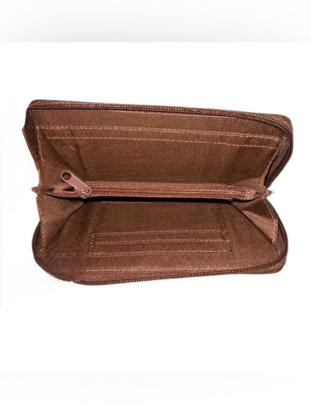 Rosetti Brown Faux Leather Zip Around Wallet Multi-Compartment Organizer